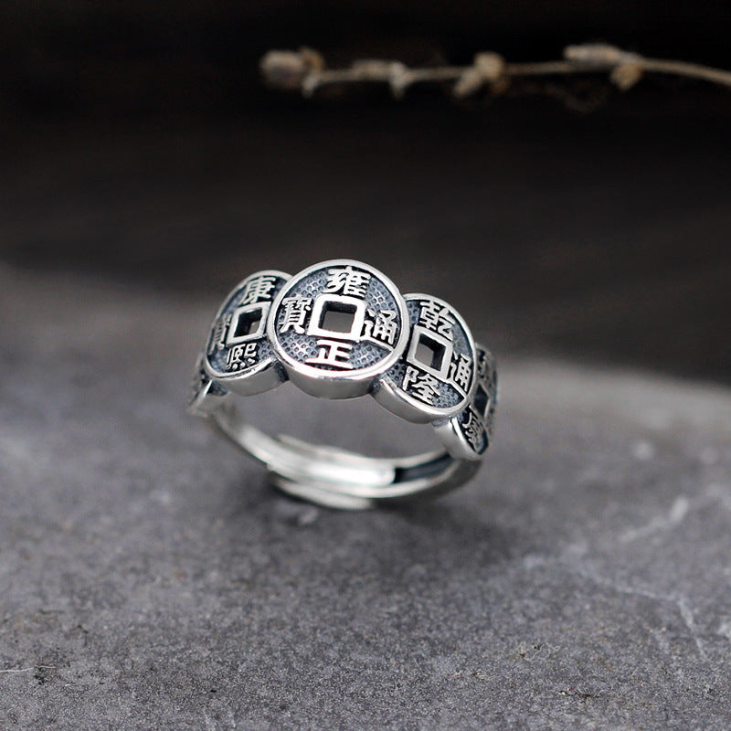Five Emperor Coins Silver Ring