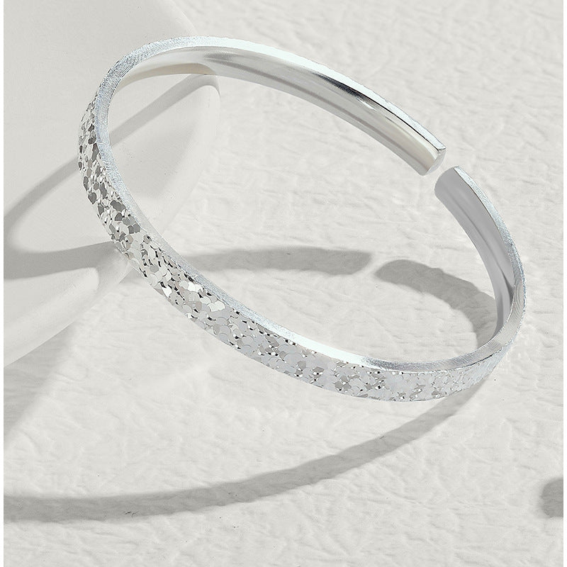 Crushed Ice Silver Cuff Bracelet