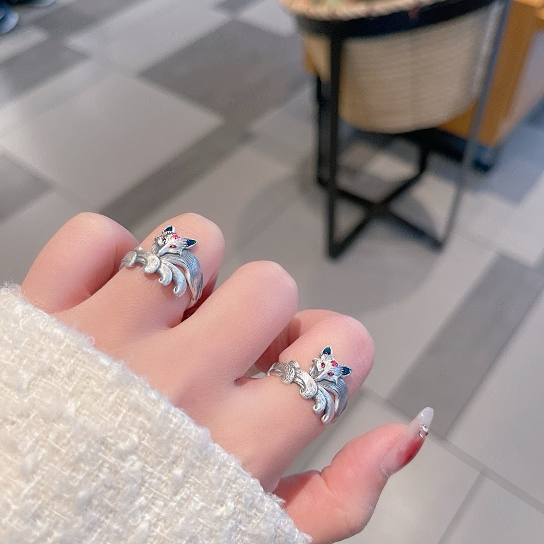 Nine-Tailed Fox Love Charm Ring - worn view