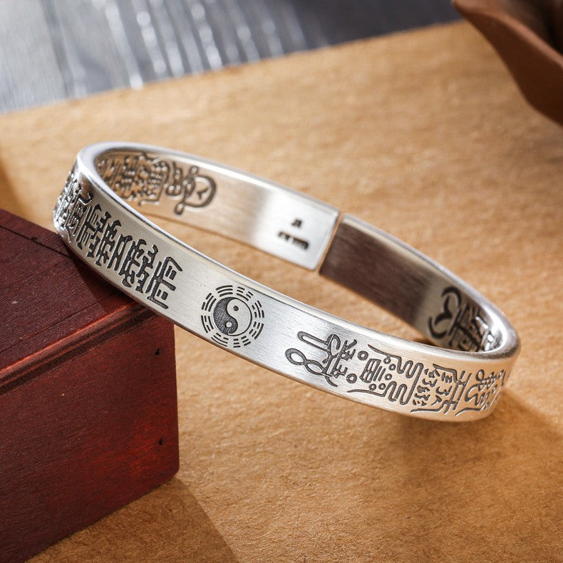 Taoist Ruler Silver Cuff Bracelet