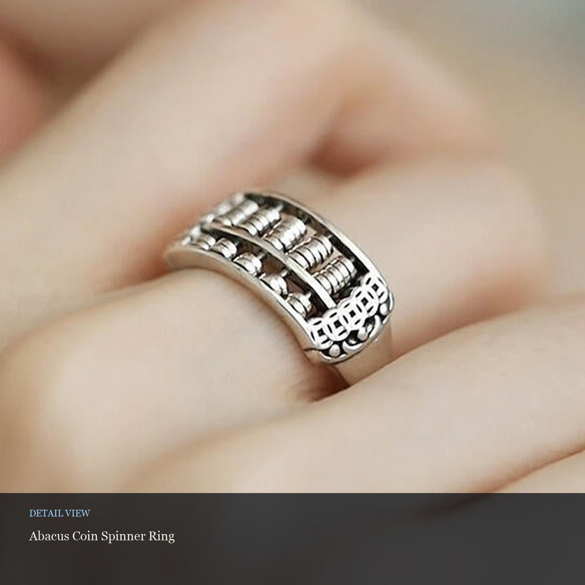 Abacus Coin Spinner Ring detail view