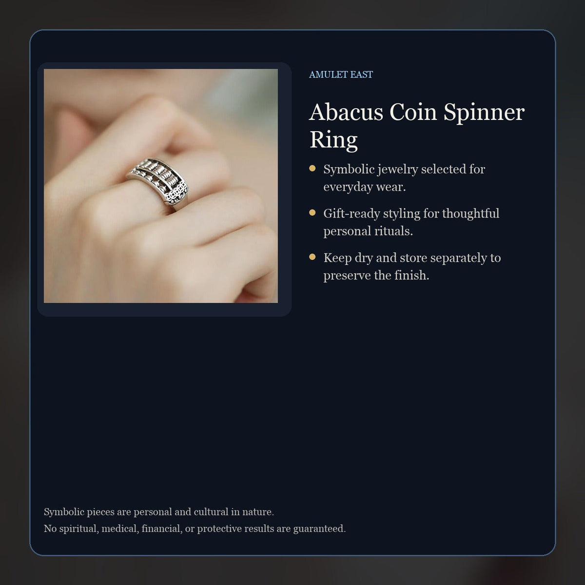 Abacus Coin Spinner Ring symbolic jewelry details