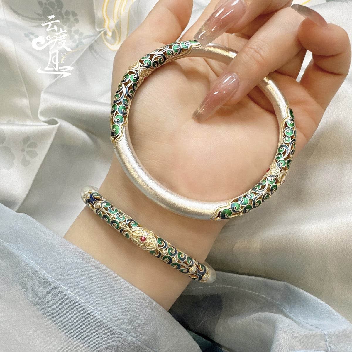 Enamel Vine Silver Bangle product image