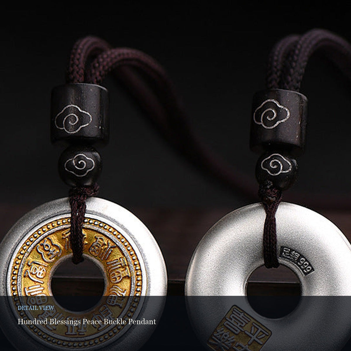 Hundred Blessings Peace Buckle Pendant detail view