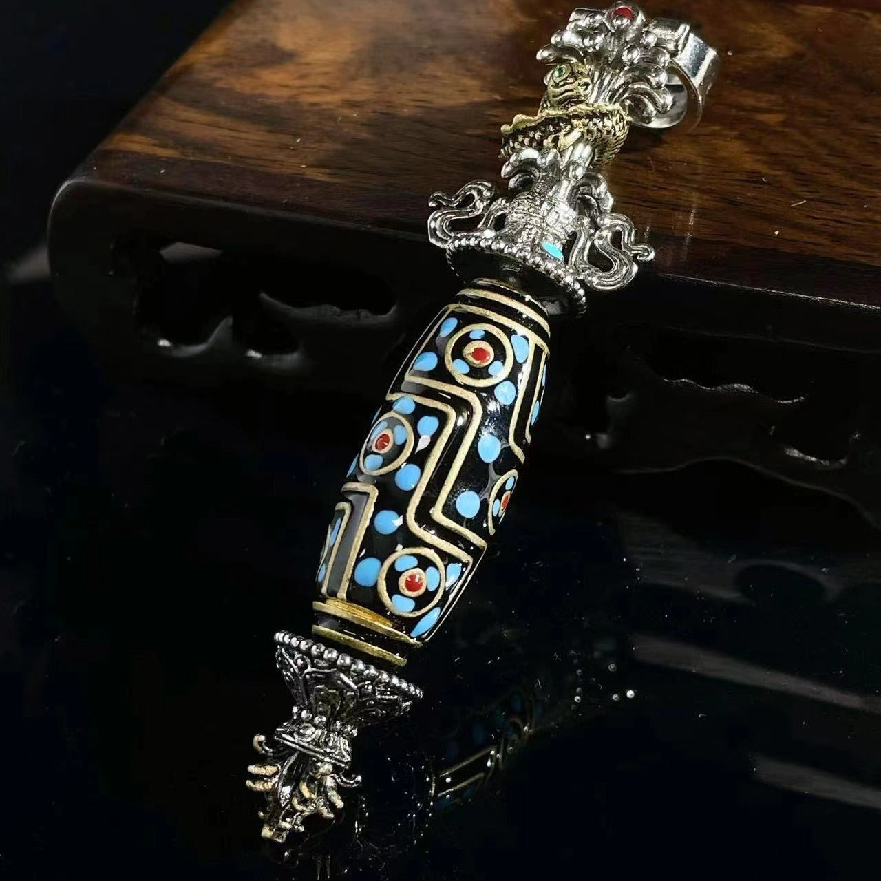 Vajra Dzi Pendant Necklace | Symbolic Guardian Pendant - Amulet East
